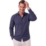 Deepsea Erkek Lacivert Rahat Kesim Kırışık Dokulu Ütü Gerektirmeyen Yazlık Gömlek 2602608 - 2XL