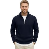 DeepSEA Erkek Lacivert Yarım Fermuarlı Oversize Kesim Triko Kazak – Yumuşak Dokulu Örgü Kazak 2608511 - 2XL