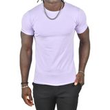 DeepSEA Erkek Lila Slim Fit %90 Pamuk Likralı Yumuşak Dokulu Basic Tişört 1801131 - 2XL