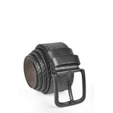 DeepSEA Erkek Siyah 4,5 cm Eninde Örme Desenli Spor Suni Deri Kot Kemeri 2402625