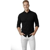 DeepSEA Erkek Siyah Likralı Kumaşı Fitilli Slim Fit Uzun Kollu Gömlek 2500805 - XL