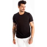 DeepSEA Erkek Siyah Slim Fit %90 Pamuk Likralı Yumuşak Dokulu Basic Tişört 1801131 - XL