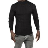 DeepSEA Erkek Siyah Slim Fit Baklava Desenli Tam Balıkçı Yaka Boğazlı Triko Balıkçı Yaka Kazak 2505507
