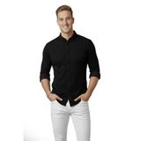 DeepSEA Erkek Siyah Slim Fit Fitilli Gömlek – Likralı Esnek Kumaş Şık Model 2500805
