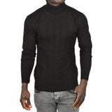 DeepSEA Erkek Siyah Slim Fit Tam Balıkçı Yaka Boğazlı Triko Balıkçı Yaka Kazak 2505507