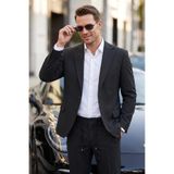 Deepsea Erkek Slim Fit Dar Kesim Çizgili Gofre Kumaş Takım Elbise – Tek Düğme İpli Pantolon 2602311
