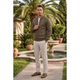 Deepsea Erkek Slim Fit Likralı Haki Süet Ceket – Kırışmayan Ütü Gerektirmeyen Mevsimlik Mont 2504334 - 2XL