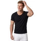 DeepSEA Erkek Slim Fit%90 Pamuk Açık Yaka Oval Kesim Likralı Basic Tişört 1801199