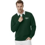DeepSEA Erkek Yeşil Relax Fit İçi Polarlı Polo Yaka Sweatshirt – Pamuklu Kalın Sweatshirt 2600762