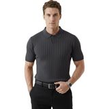 Deepsea Füme Polo Yaka Triko Tişört Rahat Kalıp Erkek Triko Tişört 2608108 - XL