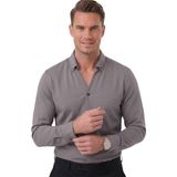 Deepsea Füme Slim Fit Kolay Ütülenebilir Açık Dik Yaka Likralı Erkek Gömlek 2602615 - 2XL
