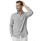 Deepsea Gri Slim Fit %100 Pamuk Çizgili Erkek Gömlek – Cepli Yazlık Yeni Sezon Gömlek 2602627 - 2XL