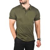 DeepSEA Haki Büyük Beden Polo Yaka Tişört Nefes Alan Pamuklu Kumaş Battal Beden Erkek Tişört 2504349 - 3XL