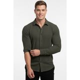 Deepsea Haki Slim Fit Örme Kumaş Likralı Erkek Gömlek – Nefes Alan Esnek ve Modern Tasarım 2602604