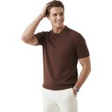 Deepsea Kahve Polo Yaka Triko Tişört Rahat Kalıp Erkek Triko Tişört 2608108 - 2XL