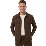 DeepSEA Kahve Slim Fit Gofre Dokulu Yazlık Spor Takım Elbise – Yarım Astarlı Likralı 2’li Kombin 2604007