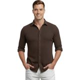 Deepsea Kahve Slim Fit Örme Kumaş Likralı Erkek Gömlek – Nefes Alan Esnek ve Modern Tasarım 2602604