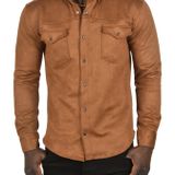 DeepSEA Kırışmayan Süet Kumaş ÇıtÇıtlı Cepli Slim Fit Mevsimlik Gömlek 2302329