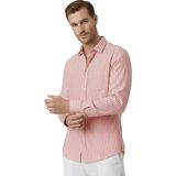 Deepsea Kırmızı Slim Fit %100 Pamuk Çizgili Erkek Gömlek – Cepli Yazlık Yeni Sezon Gömlek 2602627 - XL