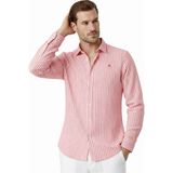 Deepsea Kırmızı Slim Fit Çizgili %100 Pamuk Erkek Gömlek – Nefes Alan Şık Günlük Gömlek 2602626