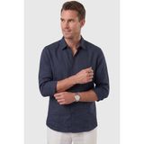 Deepsea Koyu Lacivert %100 Pamuk Rahat Kesim Erkek Gömlek – Yazlık Nefes Alan Modern Gömlek 2602611 - XL