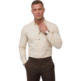 Deepsea Krem Slim Fit Likralı Kolay Ütülenebilir Gizli Düğmeli Erkek Gömlek 2602614