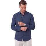 Deepsea Lacivert %97 Pamuk Müslin Kumaş Nefes Alabilir Yazlık Rahat Kesim Erkek Gömlek 2602619 - 2XL