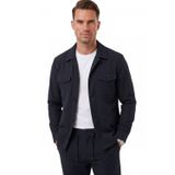 DeepSEA Lacivert Slim Fit Gofre Dokulu Yazlık Spor Takım Elbise – Yarım Astarlı Likralı 2’li Kombin 2604007