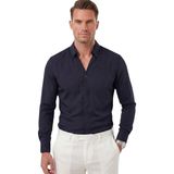 Deepsea Lacivert Slim Fit Kolay Ütülenebilir Açık Dik Yaka Likralı Erkek Gömlek 2602615