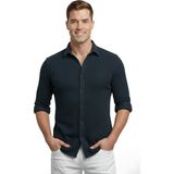 Deepsea Lacivert Slim Fit Örme Kumaş Likralı Erkek Gömlek – Nefes Alan Esnek ve Modern Tasarım 2602604 - 2XL