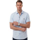 Deepsea Mavi Flamlı Keten Erkek Gömlek – Yazlık %100 Pamuk Rahat Kesim 2602652 - XL