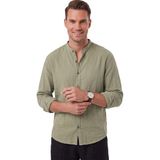 Deepsea Mint Yeşili %97 Pamuk Müslin Kumaş Nefes Alabilir Yazlık Hakim Yaka Rahat Kesim Erkek Gömlek 2602620 - 2XL