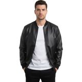 Deepsea Siyah Aslan Taş Işlemeli Dar Kesim Suni Deri Erkek Ceket / Mont – Kolej Yaka & Ribanalı 2600931 - 2XL