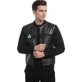 Deepsea Siyah Dar Kesim Erkek Suni Deri Ceket / Mont – Kolej Yaka Penye Kollu Ceket Mont 2600738 - XL