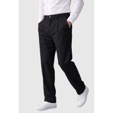 DeepSEA Siyah Erkek Rahat Kalıp Tek Pileli Kumaş Pantolon Yanları Lastikli Esnek Smart Casual Pantolon 0970