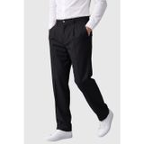 DeepSEA Siyah Erkek Rahat Kalıp Tek Pileli Kumaş Pantolon Yanları Lastikli Esnek Smart Casual Pantolon 2600970