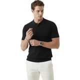 Deepsea Siyah Polo Yaka Triko Tişört Rahat Kalıp Erkek Triko Tişört 2608108 - 2XL