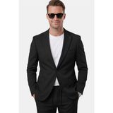 Deepsea Siyah Premium Çizgi Dokulu Slim Fit Likralı 2’li Erkek Takım Elbise 2600821 - 6 Drop - 54