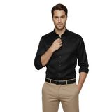 Deepsea Siyah Slim Fit Erkek Gömlek Kolay Ütülenen Nefes Alan Kumaş, Dört Mevsim Şıklık 2608515