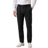DeepSEA Siyah Slim Fit Likralı Keten Dokulu Lastikli Belli İpli Yazlık Erkek Pantolon 2603001