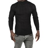 Deepsea Slim Fit Baklava Desenli Tam Balıkçı Yaka Boğazlı Triko Balıkçı Yaka Kazak 2505507 - Siyah