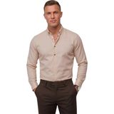 Deepsea Toprak Slim Fit Likralı Kolay Ütülenebilir Gizli Düğmeli Erkek Gömlek 2602614 - 2XL