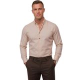 Deepsea Toprak Slim Fit Likralı Kolay Ütülenebilir Gizli Düğmeli Erkek Gömlek 2602614