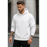 DEEPSENCE Erkek Beyaz Oversize Kapüşonlu Sweatshirt