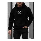 DEEPSENCE Erkek Siyah Kapüşonlu Oversize Sweatshirt black Baskılı