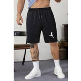 DEEPSENCE Erkek Siyah Penye Şort & Bermuda Kapri Yazlık Pamuklu Slim Fit Baskılı