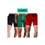 DEEPSENSE Erkek Siyah Beyaz Kırmızı Yeşil Gri Spor Şort Basketbol Futbol Çizgili Şort Fitness Koşu Bermuda
