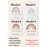 deer art Madlen Çikolata Etiketi-Kişiye Özel Hoş Geldin Bebek-Doğum Günü Etiketi STİCKER 3.8x3.8cmKare 70Adet