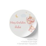 deer art Madlen Çikolata Etiketi-kişiye Özel Hoş Geldin Bebek-doğum Günü Etiketi (STİCKER) - 3x3cm 60 Adet