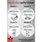 deer art Madlen Çikolata Etiketi-Kişiye Özel Şeffaf Etiket-Hoş Geldin Bebek-Doğum Günü Etiketi -3x3cm 60 Adet